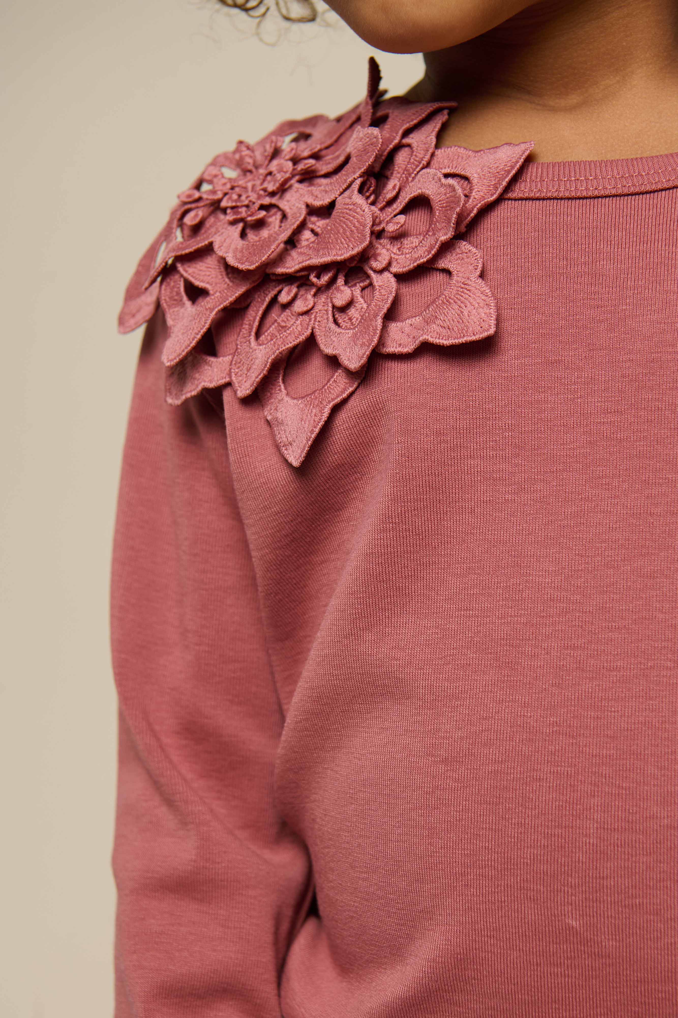 T-shirt met Bloemenapplicatie - Kids - Old Rose | 101233 Sarah