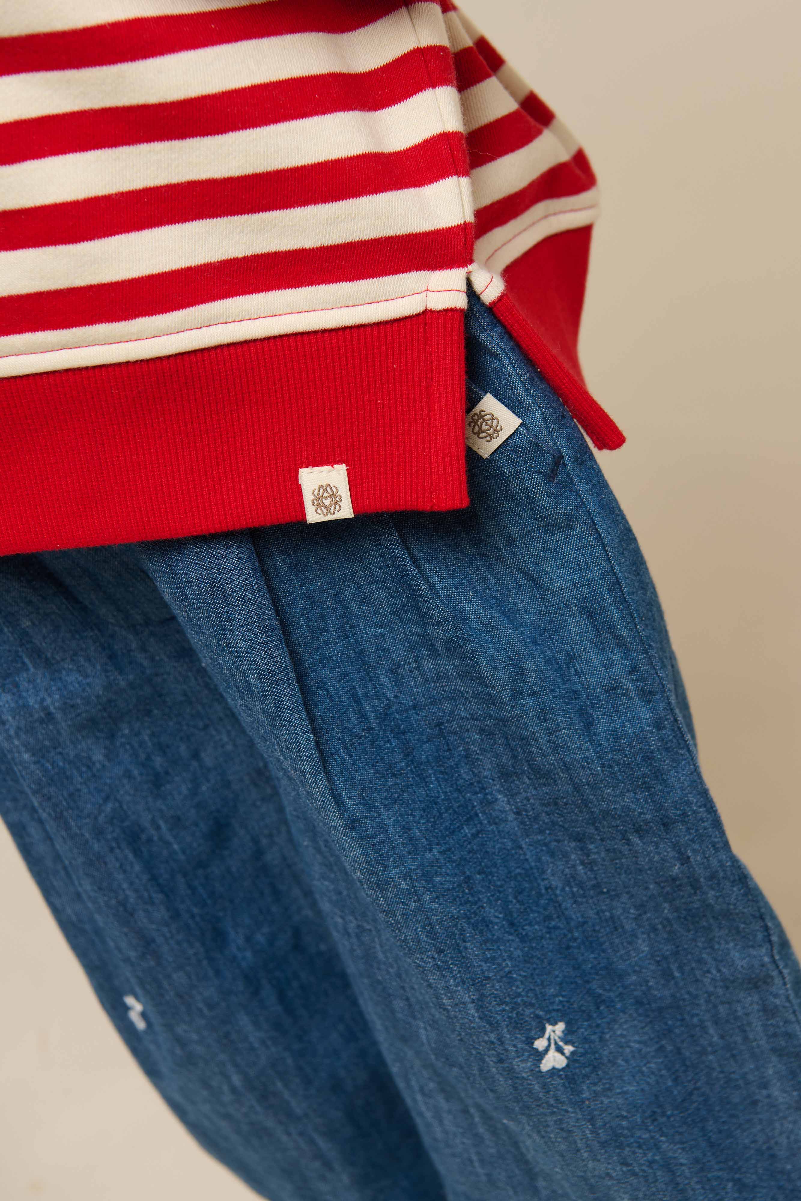 Gestreepte Crewneck Sweatshirt - Kids - Cherry Red Stripe | 101342 Daniella