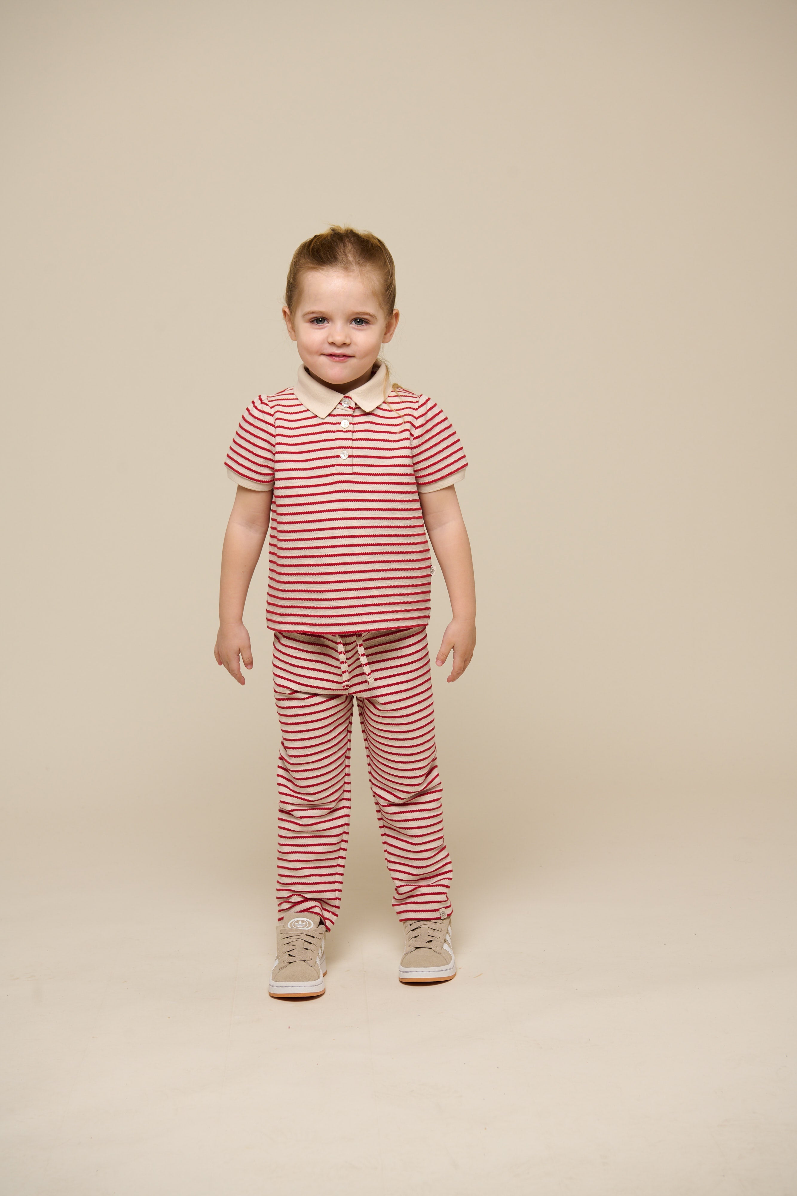 Gestreepte Jersey Polo - Kids - Cherry Red | 101002 Emmie