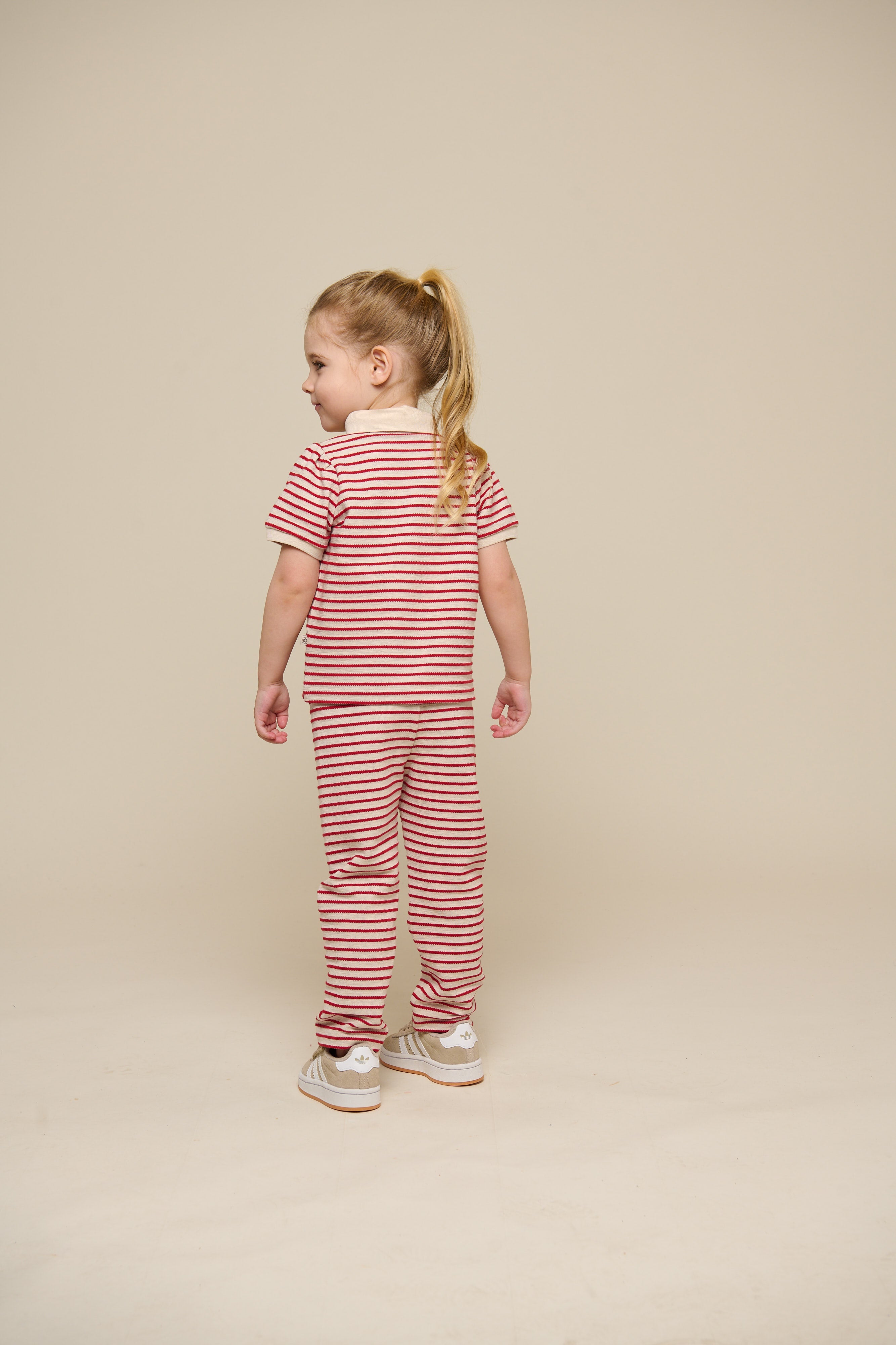 Gestreepte Jerseybroek - Kids - Cherry Red | 100999 Emmie