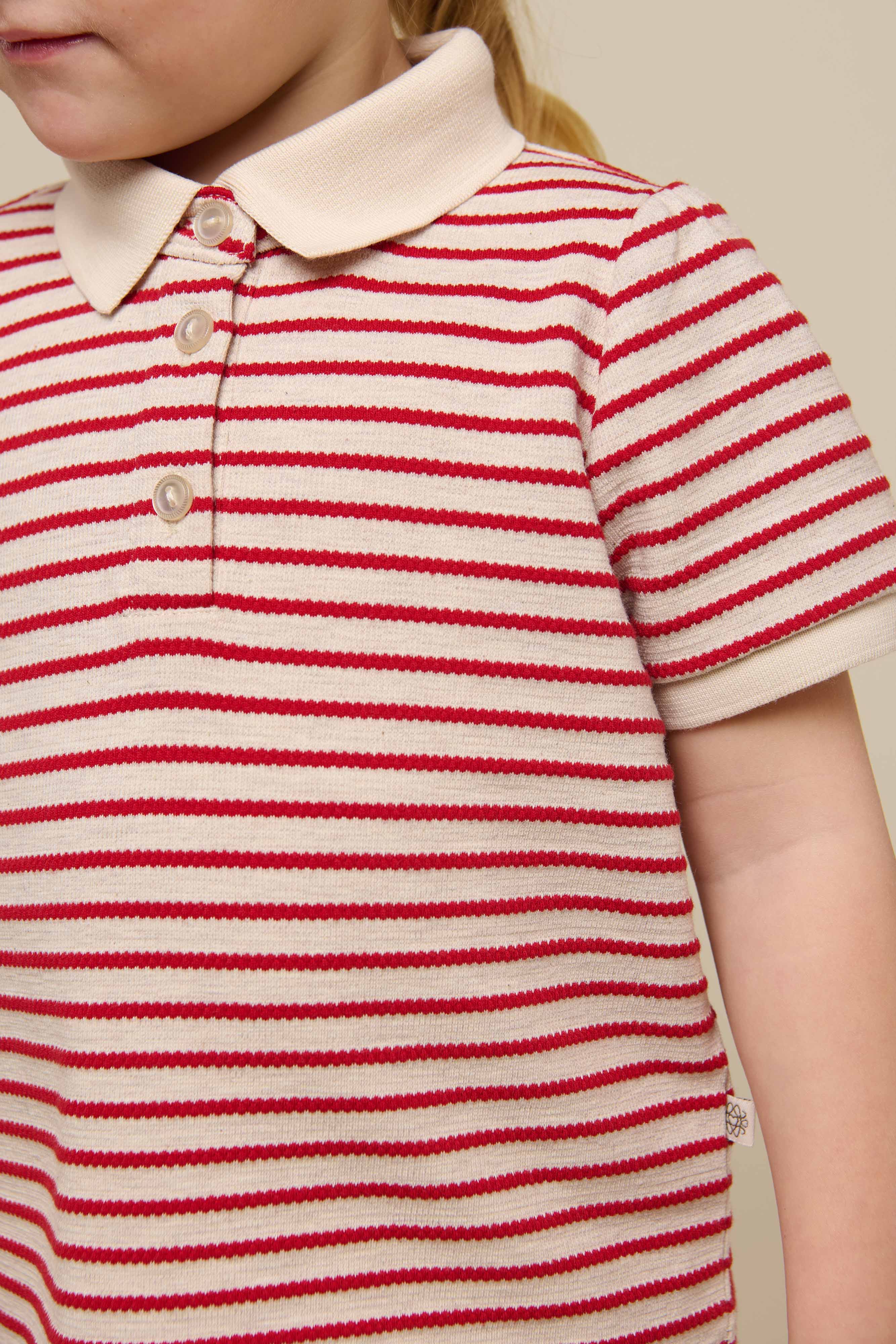 Gestreepte Jersey Polo - Kids - Cherry Red | 101002 Emmie