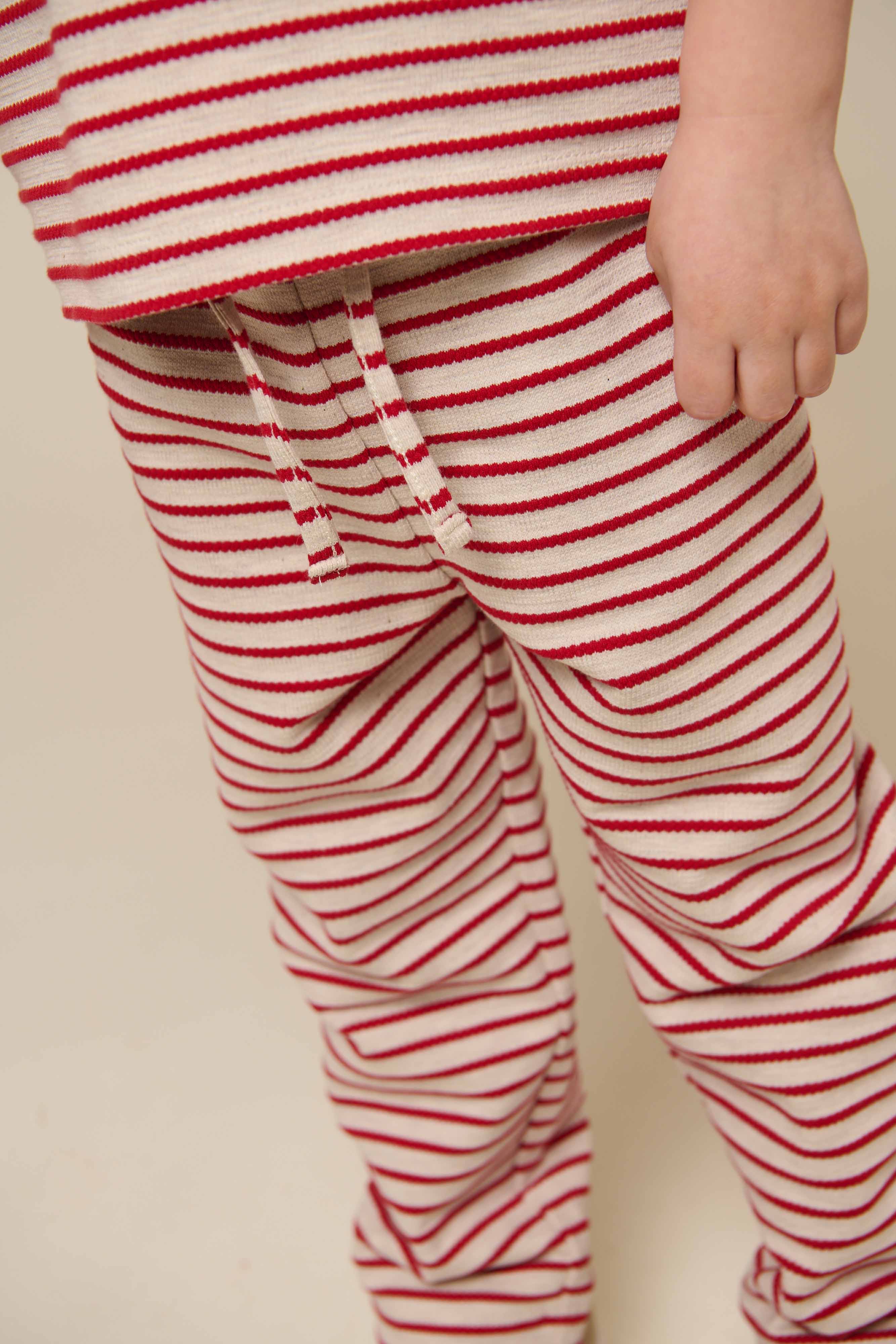 Gestreepte Jerseybroek - Kids - Cherry Red | 100999 Emmie