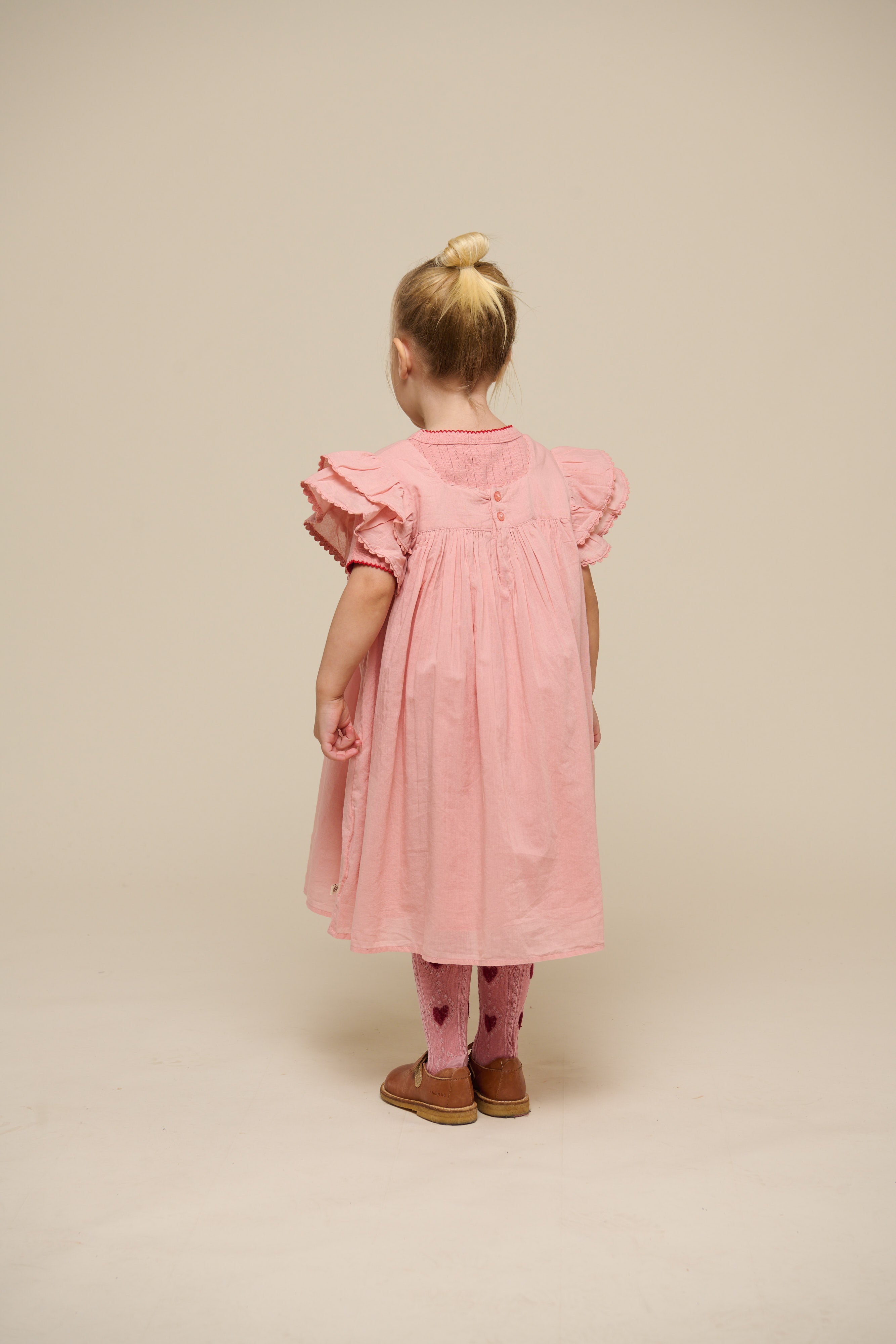 Katoenen jurk met Ric Rac Ruche - Kids - Rose Tan | 101034 Alma
