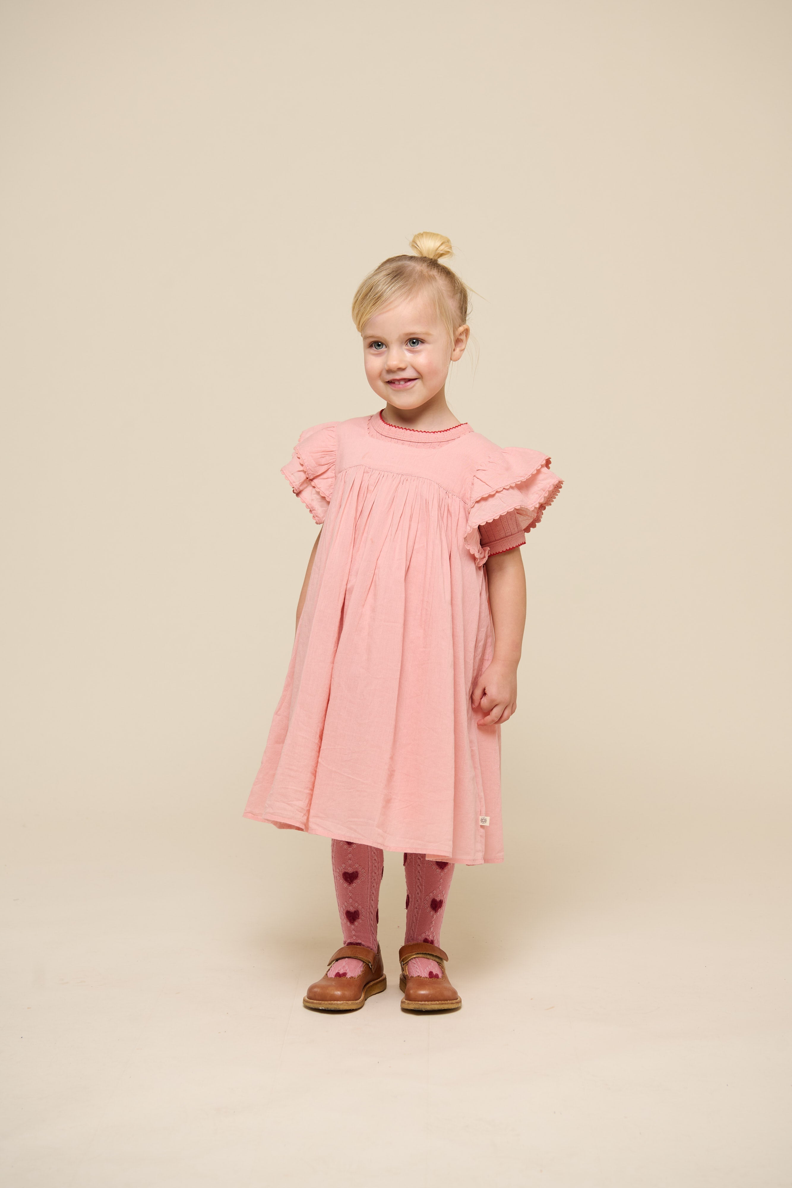 Katoenen jurk met Ric Rac Ruche - Kids - Rose Tan | 101034 Alma