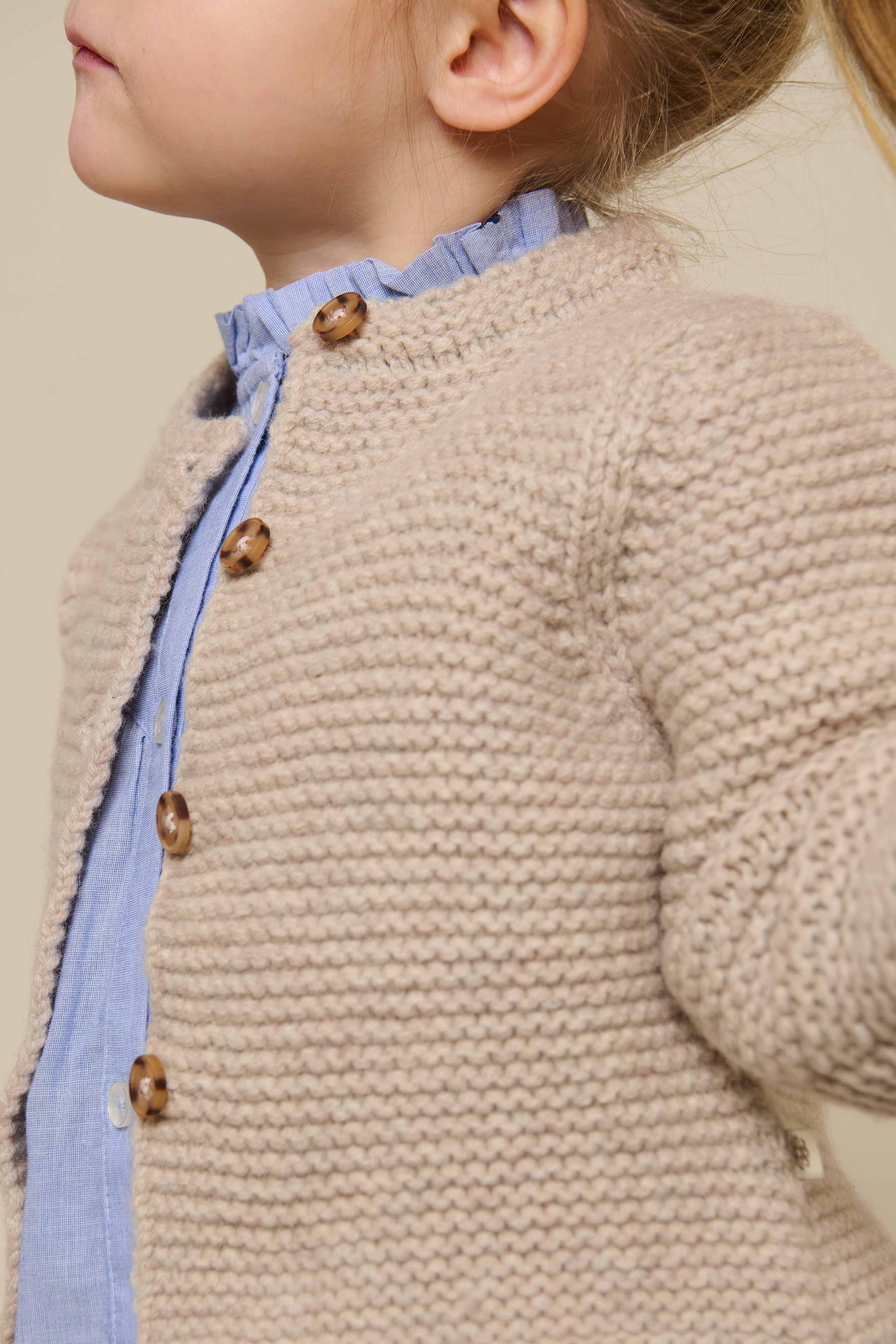 Gebreid Wollen Vest - Kids - Caffe Latte Melange | 100874 Maya