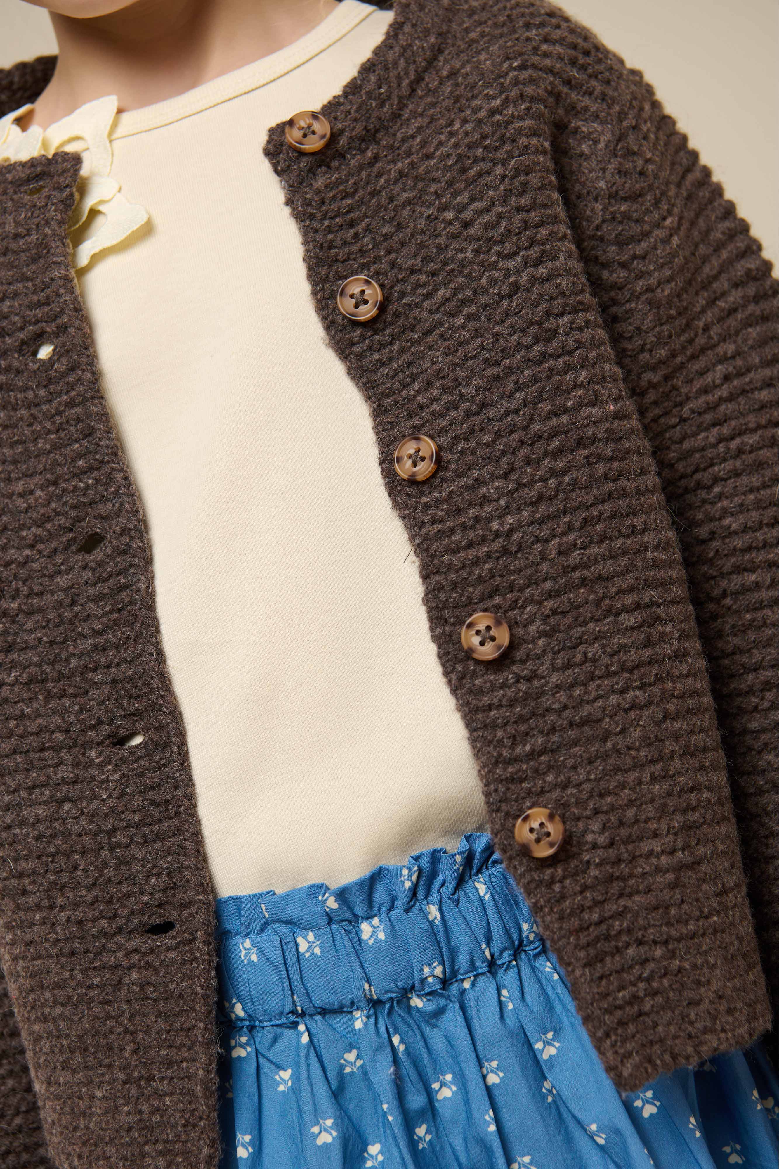 Gebreid Wollen Vest - Tween - Chocolate Melange | 100877 Maya