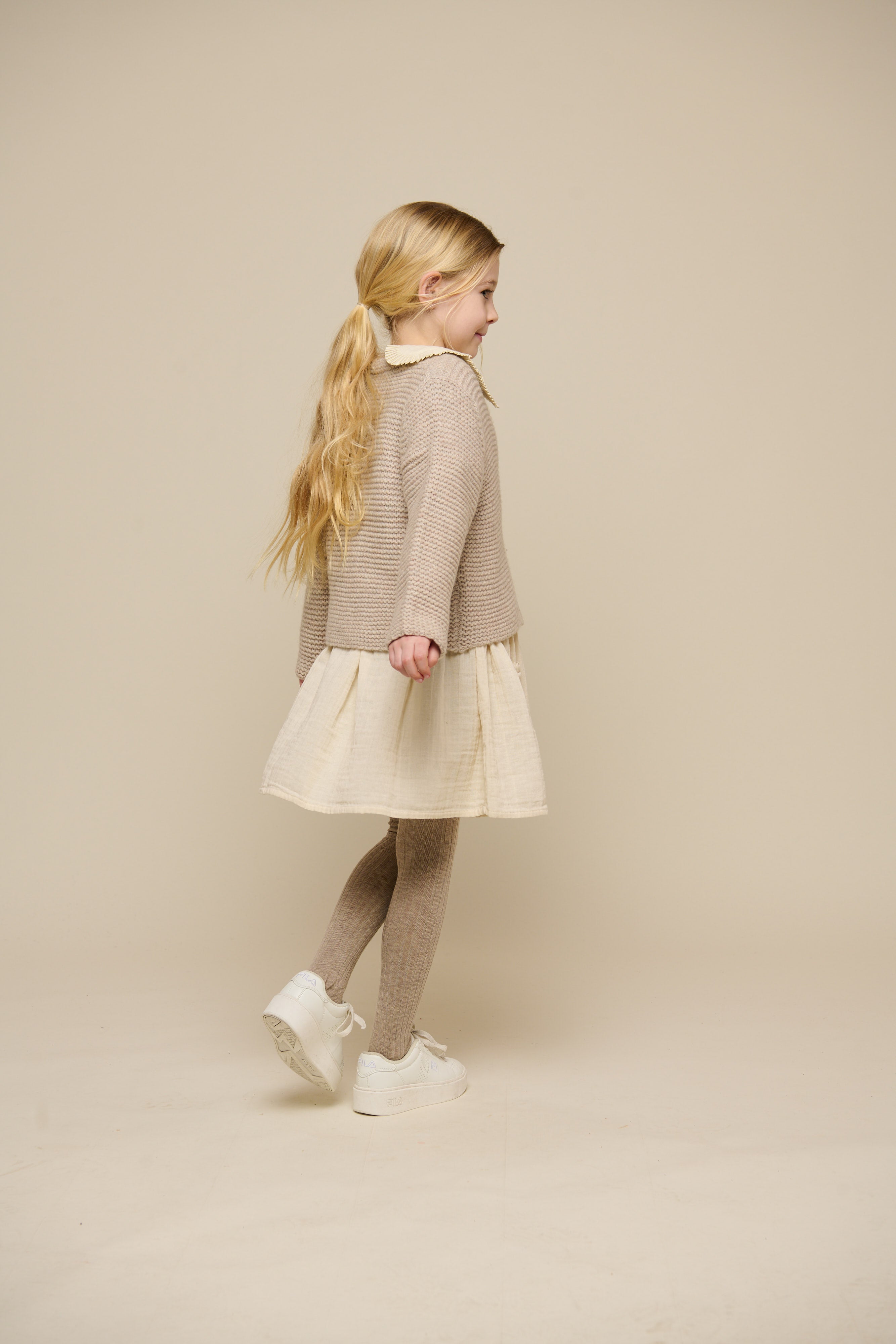 Gebreid Wollen Vest - Tween - Caffe Latte Melange | 100875 Maya