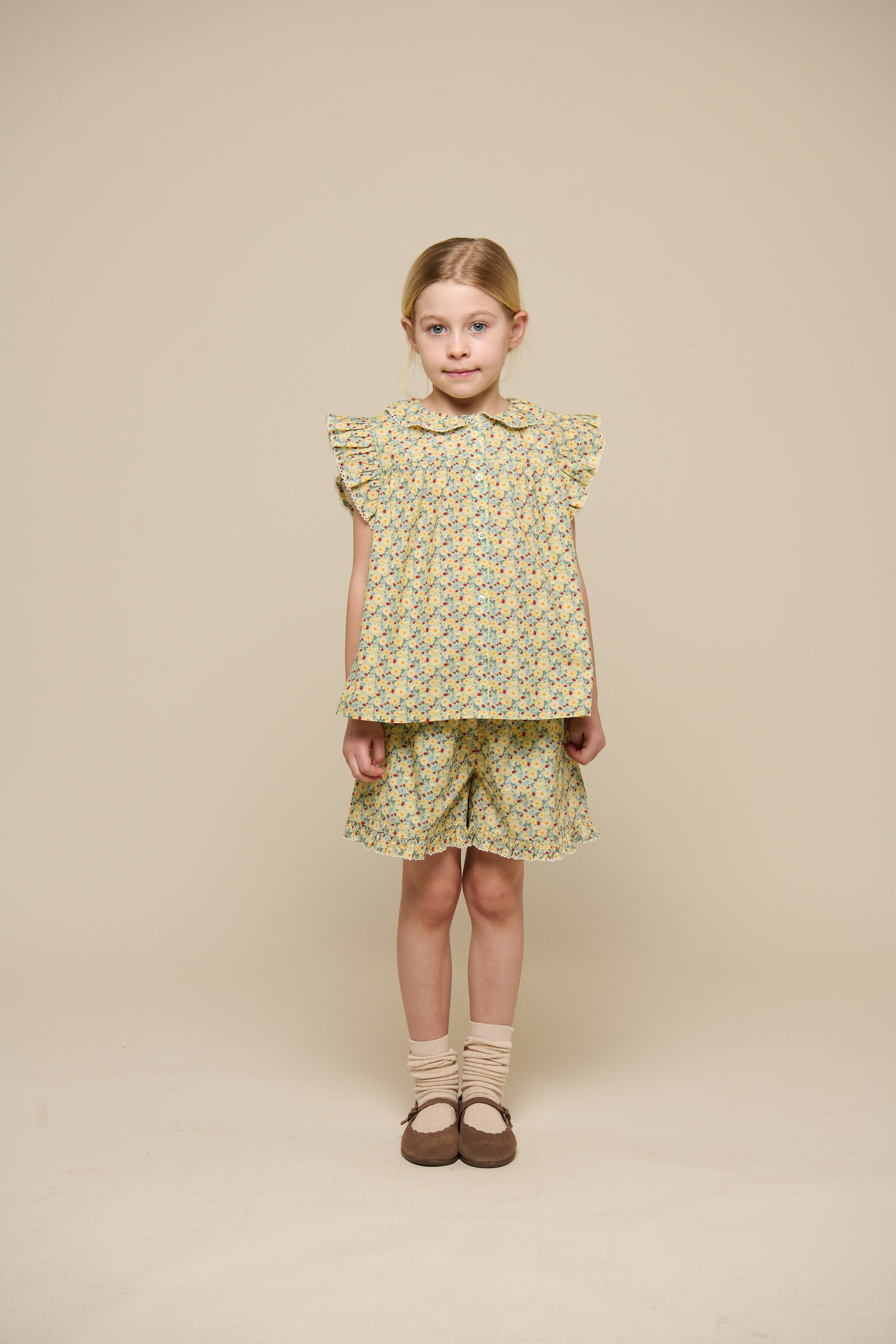 Poplin Ruche Top met Bloemenprint - Tween - Green | 100951 Poppy