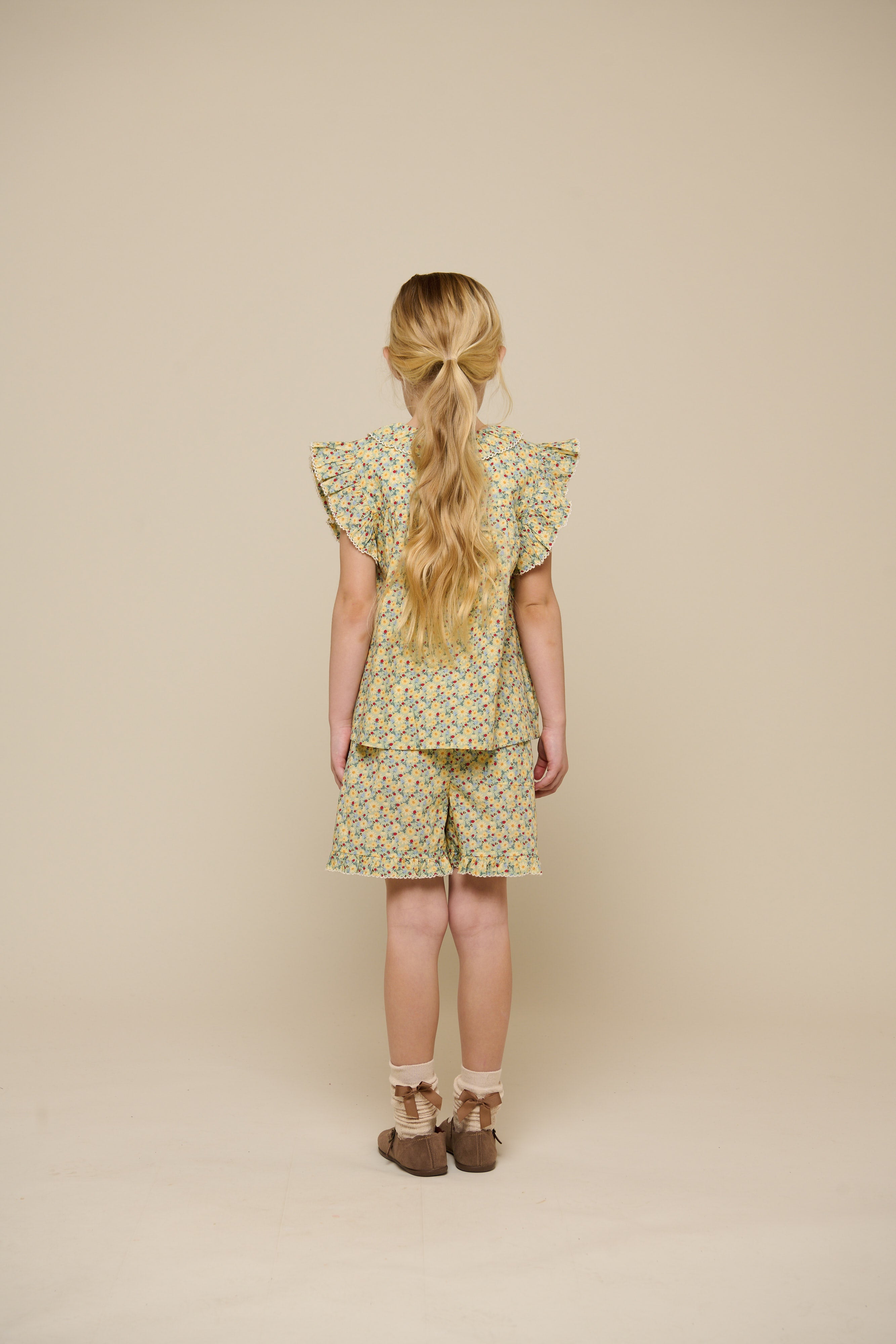 Poplin Ruche Top met Bloemenprint - Tween - Green | 100951 Poppy