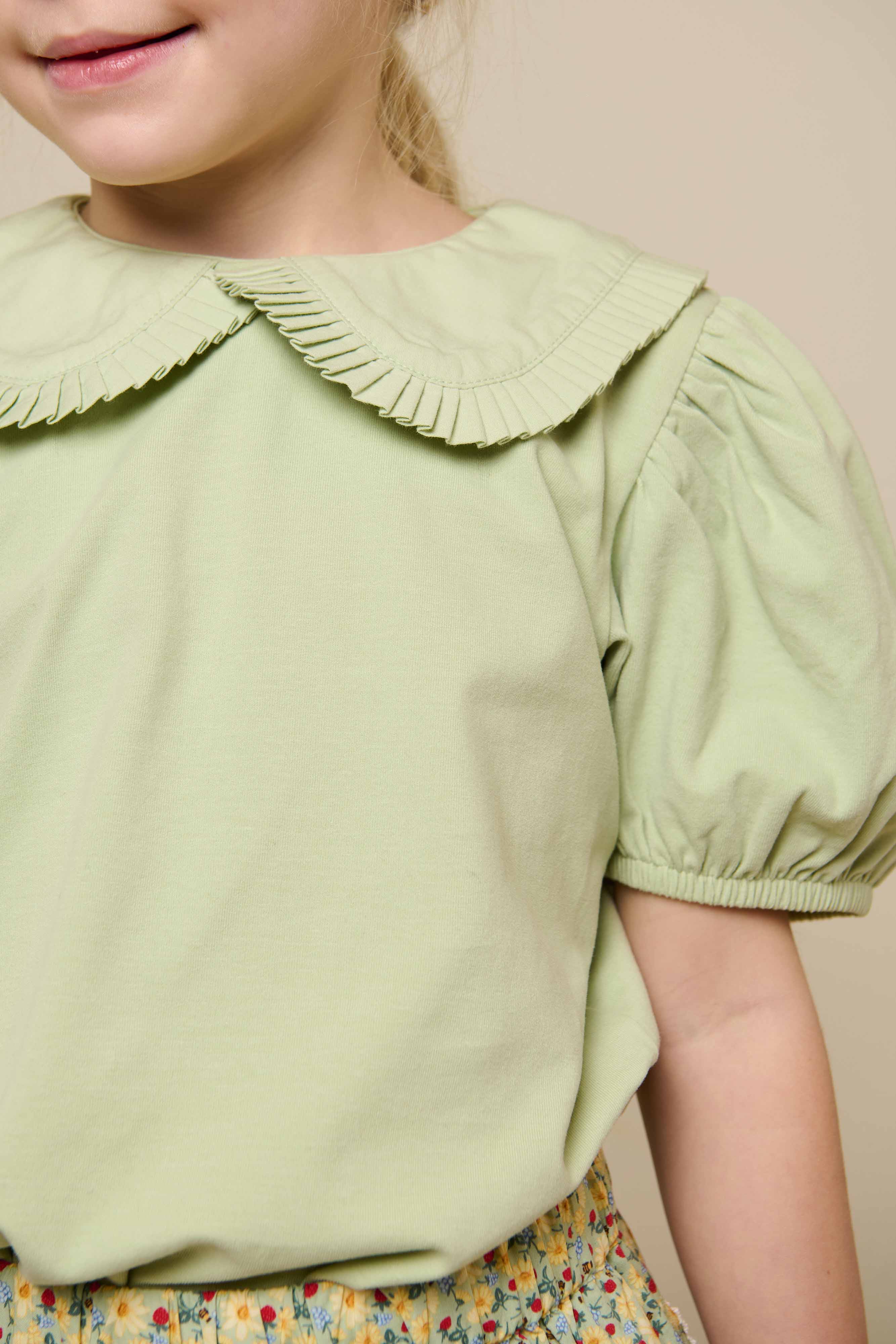 Jersey blouse met kraag - Tween - Powder Green | 101280 Nini